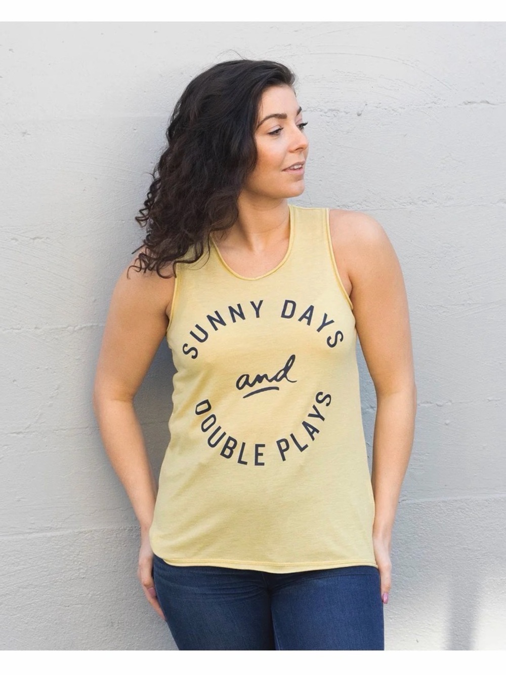 Baseballism Sunny Days and Double Plays Yellow Tank Size: S
